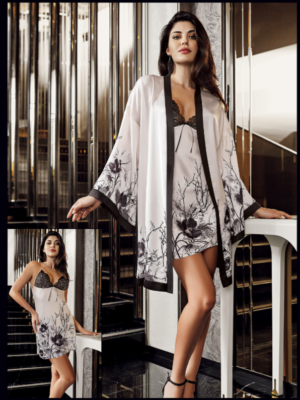 PERIN 2 Pcs SATIN LACE nightgown SET 5602